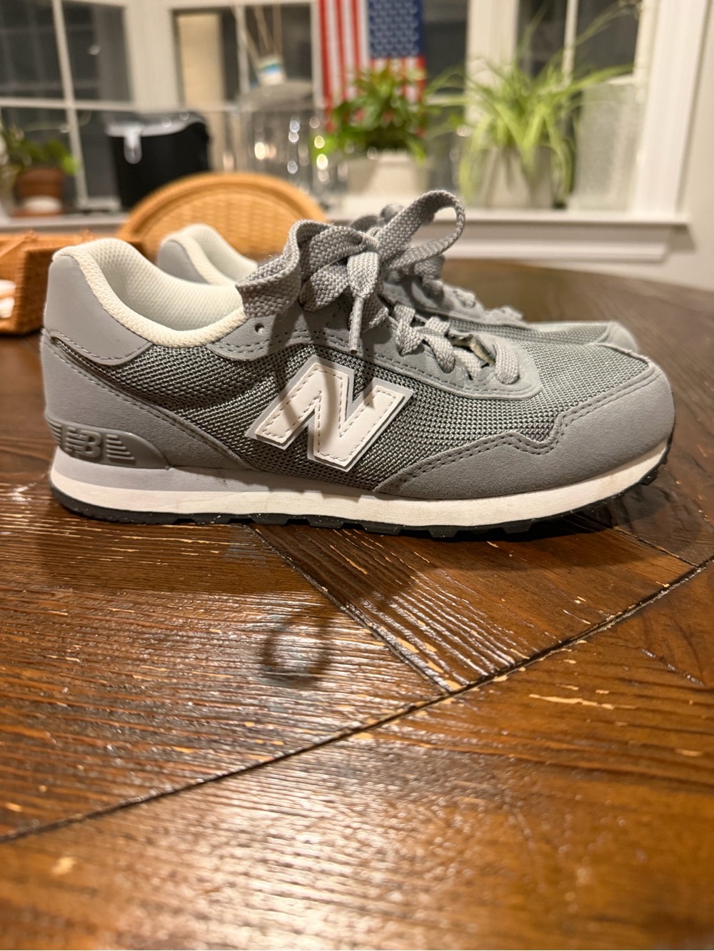 Size 2 Kids New Balance Kids Gray Mesh & Suede Sneakers